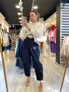 Lacivert Paça Duğmeli Kaşe Şalvar Pantolon