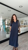 Lacivert Polo Yaka Cepli Marka Model Elbise