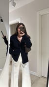 Lacivert Polo Yaka Düğmeli Buklet Hırka 