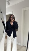 Lacivert Polo Yaka Düğmeli Buklet Hırka 