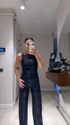 Lacivert Pullu Transparan Pantolon Takım