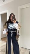 Lacivert Renk Bloklu Parasüt Kumaş Sweat 