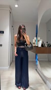 Lacivert Astarlı Saten Bel Bağcıklı Marka Model Pantolon 