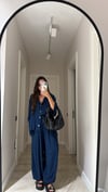 Lacivert Silver Düğmeli Panço Takım