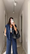 Lacivert Silver Düğmeli Yelek Pantolon Takım