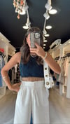 Lacivert Taş Detaylı Crop Jean Bluz 