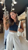 Lacivert Taş Detaylı Crop Jean Bluz 