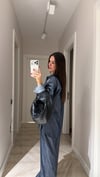 Lacivert Taş Nakışlı Denim Gömlek
