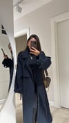 Lacivert Tokalı Premium Oversize Trenç