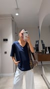 Lacivert V Yaka Marka Model Basic Tişört