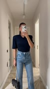 Lacivert V Yaka Vatkalı Marka Model Bodysuit