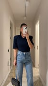 Lacivert V Yaka Vatkalı Marka Model Bodysuit