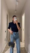 Lacivert V Yaka Vatkalı Marka Model Bodysuit