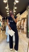 Lacivert Vatkalı Yazı İşlemeli Tshirt