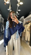 Lacivert Yan Yırtmaç Detaylı Basic Sweat