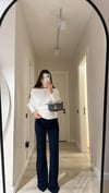 Lacivert Yan Zımbalı İspanyol Paça Tayt 