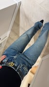 Lacivert Yıkamalı Paça Yırtık Detaylı Jean