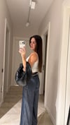 Lacivert Zincir Aksesuarlı Denim Pantolon