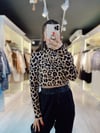 Leopar Desenli Triko Kazak