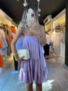 Lila Askılı Mini Elbise