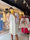 Lila Baskılı Oversize Penye Elbise