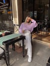 Lila Cep Ve Kol Detaylı Sweat