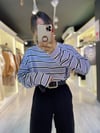 Lila Çizgili Uzun Kollu Ravi İnce Sweat