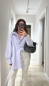 Lila Gizli Düğme Detaylı Oversize Gömlek