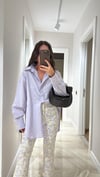 Lila Gizli Düğme Detaylı Oversize Gömlek