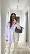 Lila Gizli Düğme Detaylı Oversize Gömlek
