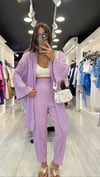 Lila Gofreli Kimono Takım 