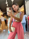 Lila Tek Omuz Beli Lastikli Crop Bluz