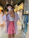 Lila Yanı Yırtmaçlı Oversize Gömlek