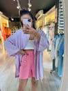Lila Yanı Yırtmaçlı Oversize Gömlek