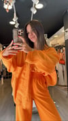 Mango Renk Tensel Kumaş Düşük Omuzlu Oversize Gömlek