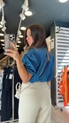 Mavi Arka Fermuarlı Jean Bluz 