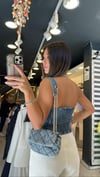 Mavi Arka Lastikli Jean Korse Bluz 