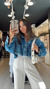 Mavi Çift Cepli Çıt Çıtlı Jean Ceket 