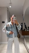 Mavi Dantel Detaylı Düğmeli Denim Ceket 