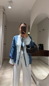 Mavi Dantel İşlemeli Denim Gömlek