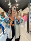 Mavi Denim Detaylı Şifon Gömlek