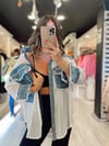 Mavi Denim Detaylı Şifon Gömlek