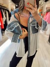 Mavi Denim Detaylı Şifon Gömlek