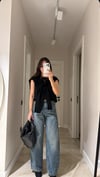 Mavi Eskitmeli Dikiş Detaylı Marka Model Baggy Jean