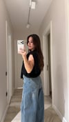 Mavi Eskitmeli Dikiş Detaylı Marka Model Baggy Jean