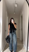 Mavi Eskitmeli Dikiş Detaylı Marka Model Baggy Jean