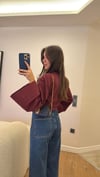 Mavi Eskitmeli Ön Kare Cep Detaylı Midi Boy Jean