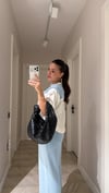 Mavi Fular Detaylı Pantolon Takım
