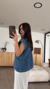Mavi Geniş Cep Detaylı Yelek