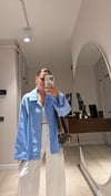 Mavi Geniş Kol Detaylı Oversize Gömlek